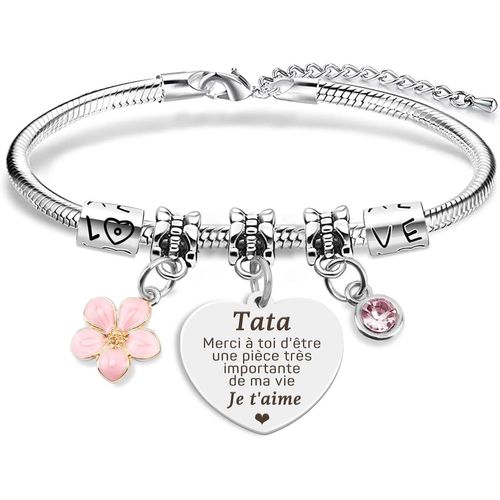 Eryi-Cadeau Tata, Tata Tatie Tante Bracelet Cadeaux Idee Fete Des Meres Anniversaire Noel Valentine Paques Gourmette Cadeau Original Femme
