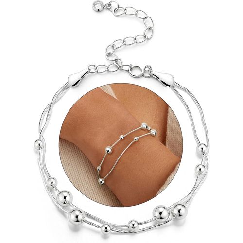 Eryi-Bracelet Femme Argent Sterling Réglable Bracelets Empilable Bracelet En Perles Papillon Etoile C?ur Charm Bracelet Argent Bijoux Pour Femme