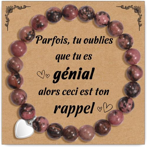 Eryi-Cadeau Femme Bracelet Pierre Naturelle Pour Femme Idee Cadeau Anniversaire Noël Saint Valentin Bracelet De Perle Avec Pendentif En C?ur Pour Maman Fille S?ur Amie Ado Couple