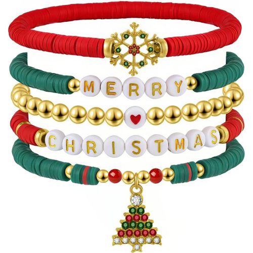 Eryi-Heishi Bracelets Pour Femmes, Chaînes De Poignet En Plastique, Bracelets De Surfeur Élastiques, Accessoires De Bijoux Pour Plages D'été Noël