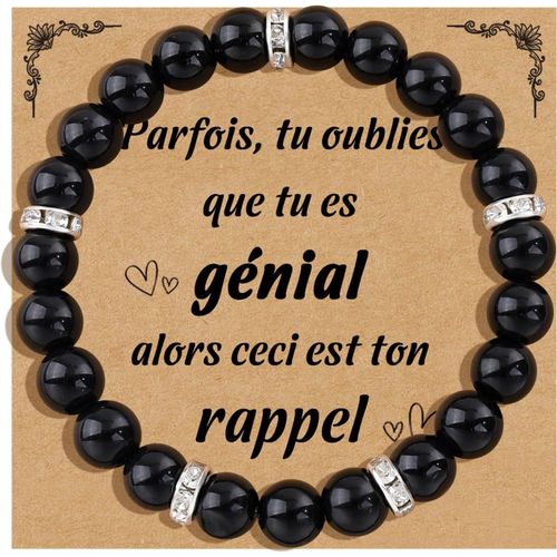 Eryi-Cadeau Femme Bracelet Pierre Naturelle Pour Femme Idee Cadeau Anniversaire Noël Saint Valentin Bracelet De Perle Avec Pendentif En C?ur Pour Maman Fille S?ur Amie Ado Couple