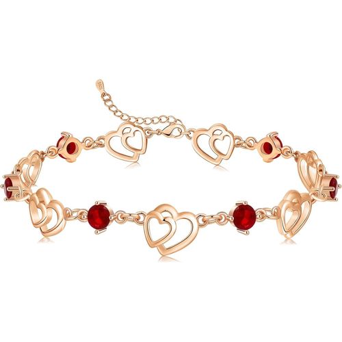 Eryi-Cadeau Femme La Saint-Valentin Bracelet Femme Argent Sterling 925 Bracelet Coeur Or Réglable Bracelet Breloques Bijoux Femme Cadeau Femme La Fête Des Mères Cadeau De Fin D'études
