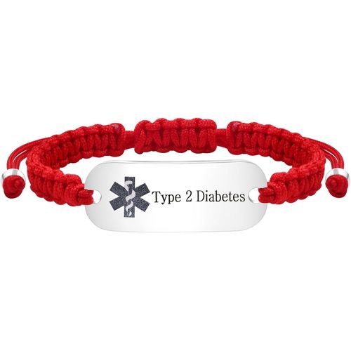 Eryi-Bracelet D`Alerte Médicale Bicolore, Bracelet D`Identification D`Urgence Tressé Réglable Avec Gravure Personnalisée Pour Seniors Hommes Femmes \U2013 Bijou Médical Confortable Et Durable