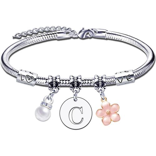Eryi-Bracelet Lettre Cadeau Femme Fille Initiale A-Z Argent Bijoux Cadeaux Inspiré Noël Anniversaire Pour Meilleur Amis Bracelet Lettre Initiale Pendentif
