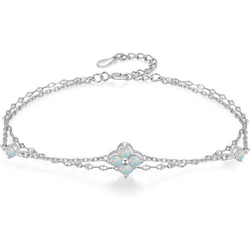 Eryi-Bracelet Trèfle À Quatre Feuilles 925 Argent Sterling Délicat Amour Amitié Pierre De Naissance Bracelet Lucky Bijoux Trèfle À Quatre Feuilles Pour Femmes Et Filles