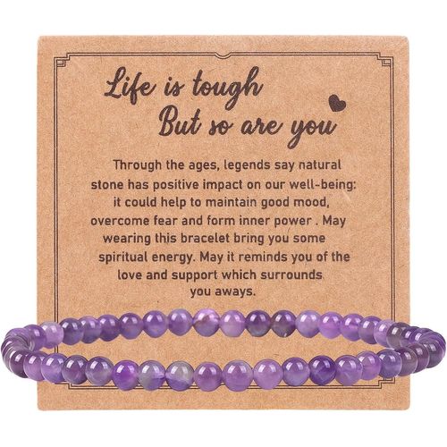 Eryi-Bracelet Femme En Pierres Naturelles 4 Mm,Améthyste, Obsidienne, Quartz Rose, ?il De Chat, Cristal, Bijou Symbolique Cadeau Porte-Bonheur Pour Femme Homme