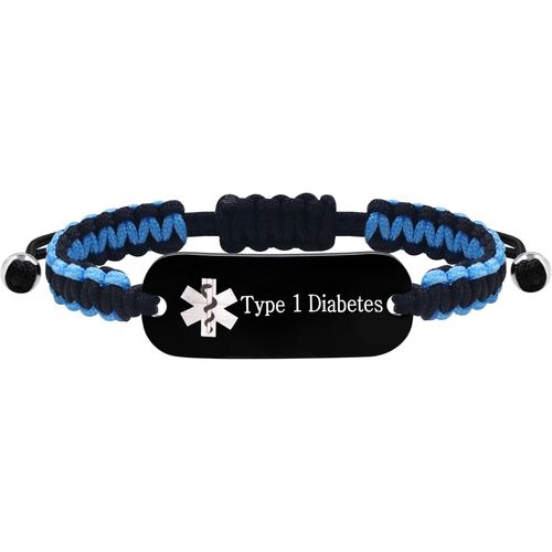 Eryi-Bracelet D`Alerte Médicale Bicolore, Bracelet D`Identification D`Urgence Tressé Réglable Avec Gravure Personnalisée Pour Seniors Hommes Femmes \U2013 Bijou Médical Confortable Et Durable
