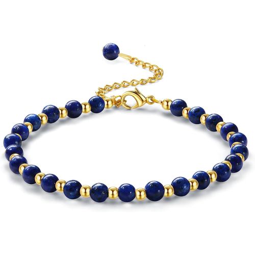 Eryi-Bracelet Pierre Naturelle Femme Bracelets En Pierre Naturelle De 5mm Bracelet De Perles En Acier Inoxydable De 3mm Bracelets Plaqués Or Bracelet Bohème En Cristal Bracelet Pour Femme Cadeau