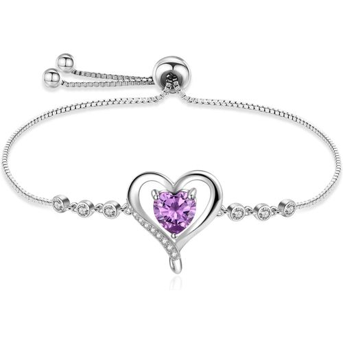 Eryi-Cadeau Femme Bracelet Femme Argent 925 Coeur Bracelet Réglable Bijoux Femme Cadeau Anniversaire Fête Des Manmans Pour Femme Maman,Noël Anniversaire Cadeau Romantiques Pour Elle