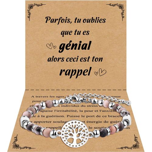 Eryi-Bracelet Arbre De Vie Femme Trèfle En Pierres Naturelles - Cadeau Original Pour Ado Fille, Noël, Anniversaire - Idée Pour Mamie, Maman, S?ur, Amie