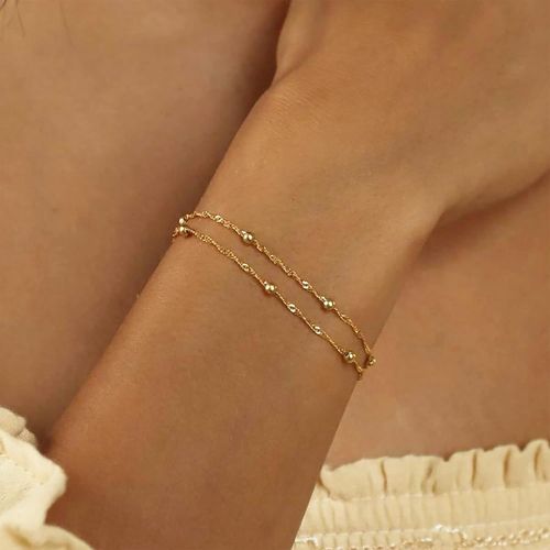 Eryi-® Bracelets En Or Pour Femme, Bracelet Superposé Plaqué Or 18 Carats, Bracelets À Chaîne Torsadée Scintillante Simples, Bracelets Réglables, Pour Femme