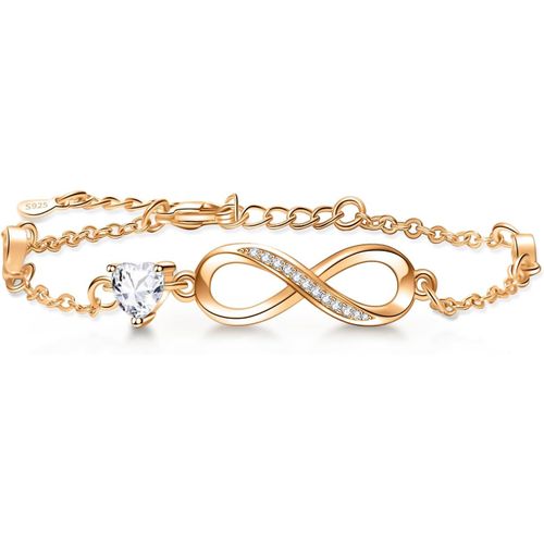 Eryi-Bracelet Pour Femme En Argent 925 Avec Zircone Cubique Signe Infini C?ur Bijoux Cadeaux Pour Femme Mère, Argent Sterling, Oxyde De Zirconium