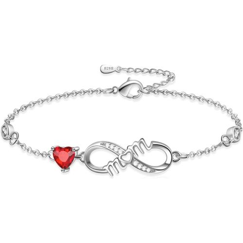 Eryi-Bracelet Pour Femme En Argent 925 Avec Zircone Cubique Signe Infini C?ur Bijoux Cadeaux Pour Femme Mère, Argent Sterling, Oxyde De Zirconium