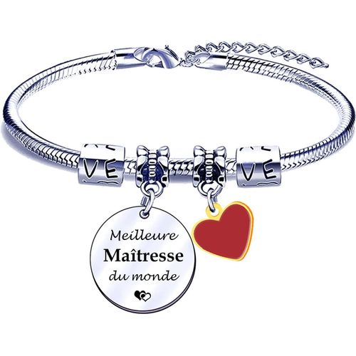 Eryi-Cadeau Maitresse Cadeau De Fin D'année Scolaire Bracelet Maitresse Cadeau Maîtresse D'école Cadeau Bracelet Femme Cadeau Maîtresse École Cadeau Noel Maitresse