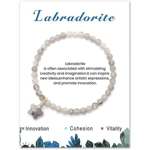 Eryi-Bracelet Pierre Naturelle Femme, Bracelets Perles Élastique De 4mm Avec Pendentif Étoile Bracelet Pierre Naturelle Pour Femme Filles Pour Anniversaire, Fête Des Mères