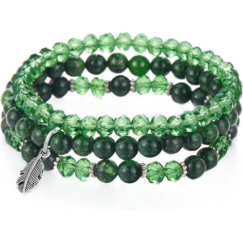 Eryi-Lot De 3 Bracelet Pierre Naturelle Femme Bracelets Multicouches En Perles De Cristal Boho Bracelet Perles Femme Bracelet De Perle Cristaux Elastique Multicouches Pour Femme Fille