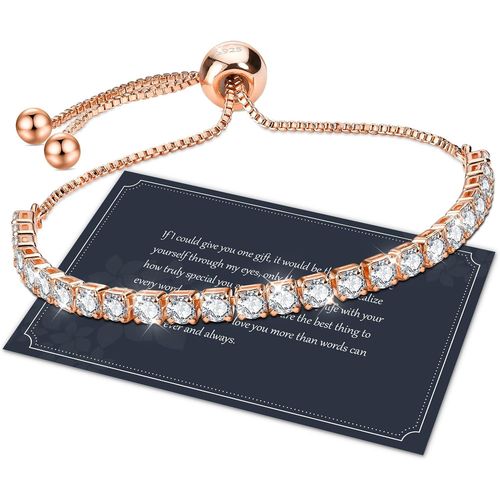 Eryi-J.Fée Tennis Bracelet,Silver Bracelet For Women,4mm Tennis Crystal Bracelet,Silver-Plated Bracelet,Silver Women Bracelet,Friend Bracelet,Gifts For Her,6.5/6.9/7.3/7.7 In,Silver,Gold,Rose Gold