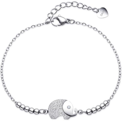 Eryi-- Bracelet En Acier Avec Trèfle À Quatre Feuilles/Éléphants/Coccinelle Porte-Bonheur - Cadeau Pour Femme Pour Anniversaire - Assorti Au Collier