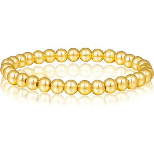 Eryi-Gold Bead Bracelets Pour Femmes 4/6mm Acier Extensible Bracelet Boule Or Bracelet D'amitié Avec Pendentif En Perles De Coquillage