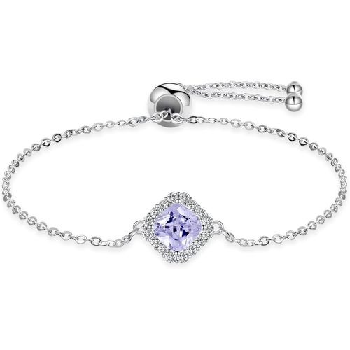 Eryi-Bracelet Femme Argent Sterling 925 Beau Cadeaux Cristal Carré Ajustable Bracelets Cadeau Maman Saint Valentin Anniversaire