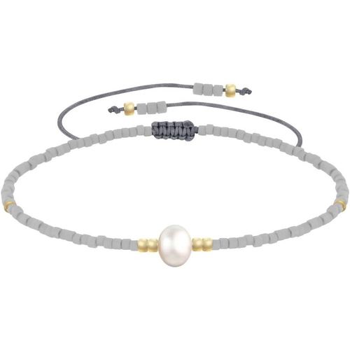 Eryi-- Bracelet Lien Perle D'eau Douce Blanche Et Petites Perles Mates