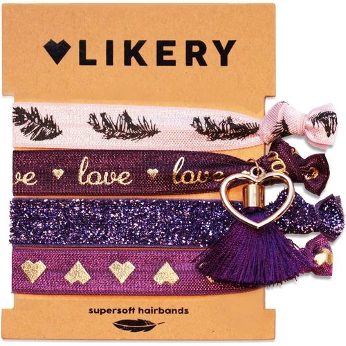 Eryi-Rubans En Caoutchouc Ou Bracelets Ultra Doux | Imprimé Avec Des Plumes, Love, C?ur | Couleurs Ultra Brillantes | Tissus Aux Reflets Soyeux, Bandes Brillantes Et Pailletées | Avec Pendentifs