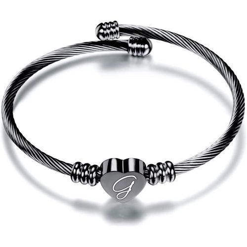 Eryi-Bracelet Initiale Lettre A-Z Femme Fille Gravure Personnalisé 316l Acier Inoxydable 5 Coloris Bracelet Câble Bijoux