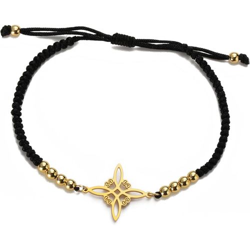 Eryi-Bracelet De N?uds De Sorcières Pour Femmes Hommes En Acier Inoxydable Magie Sorcellerie N?ud De Sorcière Avec Une Perle Tissage Coloré Ajustable Bijoux Wiccan