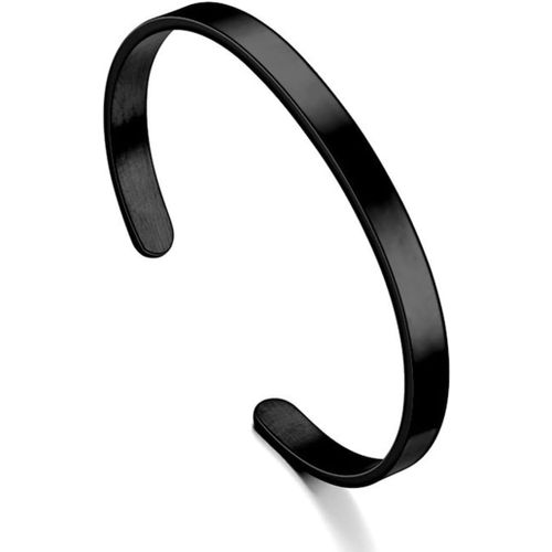 Eryi-Bracelet Unisexe En Acier Inoxydable, Poli Finition, Large Ouvert, Cadeau De Bijoux Pour Femme Homme Bracelet En Acier Inoxydable Poli Finition Jonc Manchette Gourmette Large Ouvert Elégant Noir