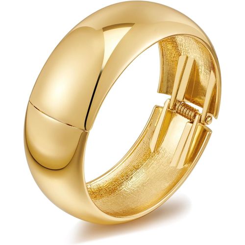 Eryi-Bracelet En Or Pour Femme - Bracelet Jonc Épais En Or - Manchette Ouverte - Bracelet Simple En Or Poli