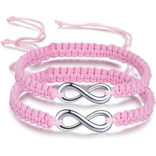 Eryi-Bracelet Tressé En Acier Inoxydable Avec Symbole De L'infini Pour Femme Et Fille, Chaîne Réglable 17-28cm, Cadeau De Noël Ou D'anniversaire (Deux Bracelets)