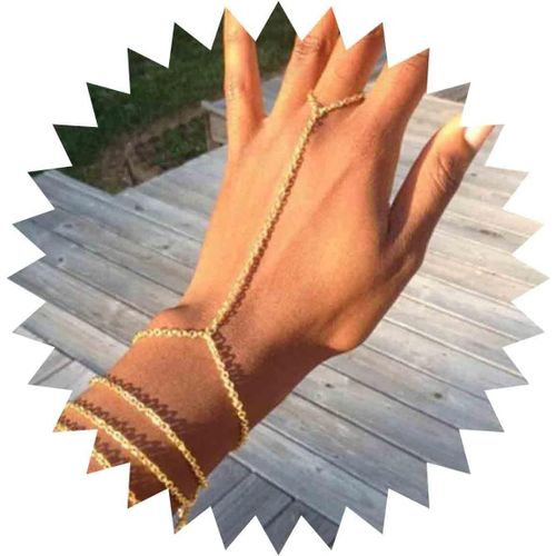 Eryi-Bracelet Doigt Bohème En Couches Bracelet Esclave Minimal Bracelet Bague En Or Bracelet Plage Bague Main Chaîne Bracelet Bijoux Pour Femmes Et Filles Cadeaux
