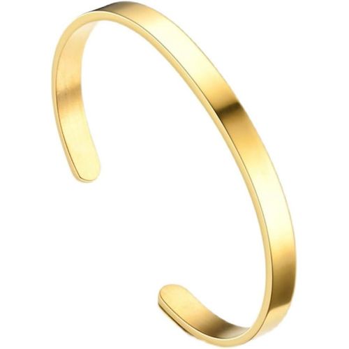 Eryi-Bracelet Unisexe En Acier Inoxydable, Poli Finition, Large Ouvert, Cadeau De Bijoux Pour Femme Homme Bracelet En Acier Inoxydable Poli Finition Jonc Manchette Gourmette Large Ouvert Elégant Doré