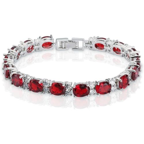 Eryi-Bracelet Femme Plaqué Or Blanc Avec Zircon Cubique Ovale, Bijoux Bracelet Elégant Disponible En 4 Couleurs, Bracelet Hypoallergénique Unisexe Pour Femme Homme, Soirée Anniversaire Cadeau