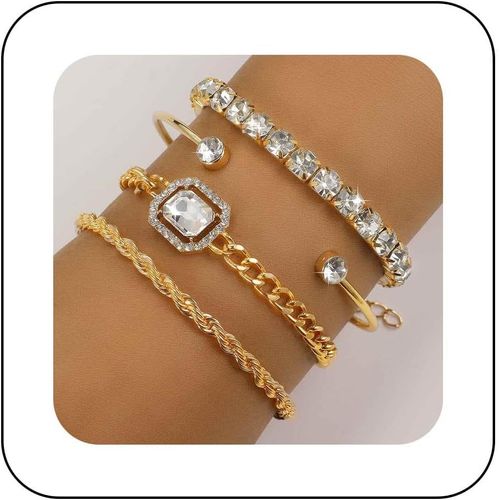 Eryi-Bracelet De Tennis Vintage En Cristal Superposé Avec Strass Et Chaîne Gourmette Épaisse En Zircone Cubique Pour Femme Et Fille
