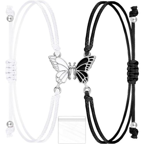 Eryi-Bracelets D'amitié, Bracelets Ajustables Pour Couple, Relation Longue Distance Avec Pendentif Papillon, Bracelet De Corde Tressée Pour Couple D'amis, Cadeau Pour Amoureux, Amis Et Famille