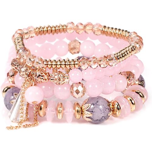 Eryi-Multicouche Cristaux Bracelets, Bracelet Boheme En Perles Pour Femme, Bracelets Perles Empilables, Coloré Bracelets Fantaisie Élastiques Main Accessoires Pour Femmes Et Filles