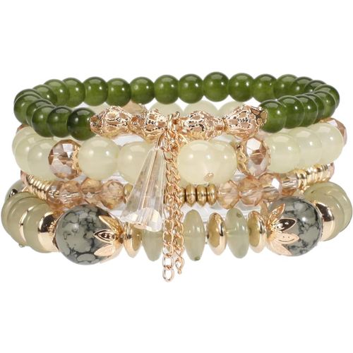 Eryi-Multicouche Cristaux Bracelets, Bracelet Boheme En Perles Pour Femme, Bracelets Perles Empilables, Coloré Bracelets Fantaisie Élastiques Main Accessoires Pour Femmes Et Filles