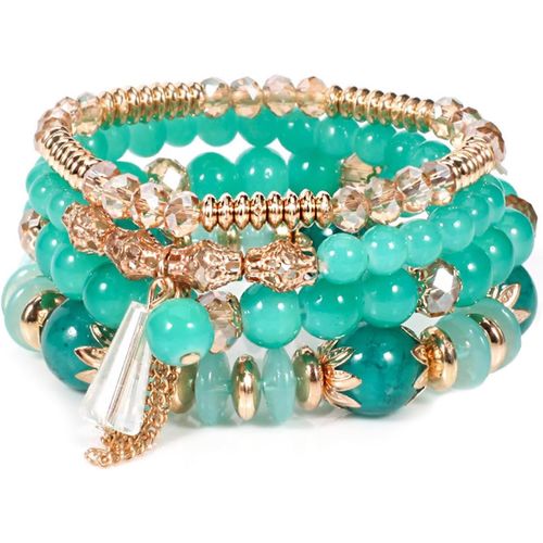 Eryi-Multicouche Cristaux Bracelets, Bracelet Boheme En Perles Pour Femme, Bracelets Perles Empilables, Coloré Bracelets Fantaisie Élastiques Main Accessoires Pour Femmes Et Filles