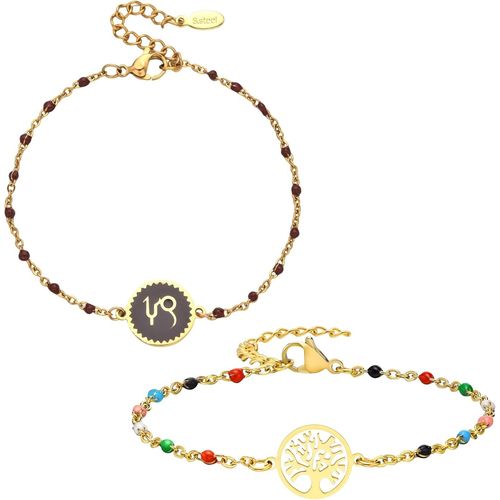 Eryi-2 Bracelets: Zodiaque Et Arbre De Vie, Parure Bijoux Femme En Acier Inoxydable, Multicolore - Idée Cadeau