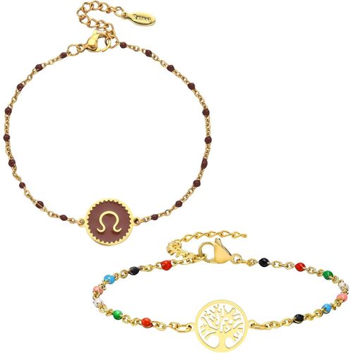 Eryi-2 Bracelets: Zodiaque Et Arbre De Vie, Parure Bijoux Femme En Acier Inoxydable, Multicolore - Idée Cadeau