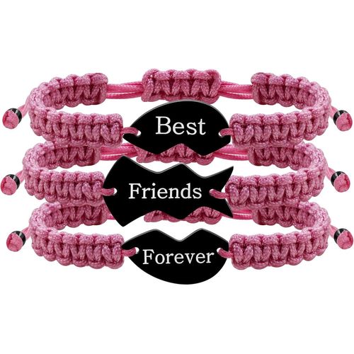 Eryi-Ensemble De 3 Bracelets Meilleure Amie Pour Toujours - Charms C?ur Puzzle Tressés, Bijoux D'amitié Correspondants Gravés Pour Bffs Hommes Femmes
