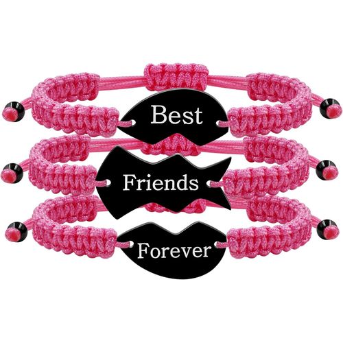 Eryi-Ensemble De 3 Bracelets Meilleure Amie Pour Toujours - Charms C?ur Puzzle Tressés, Bijoux D'amitié Correspondants Gravés Pour Bffs Hommes Femmes