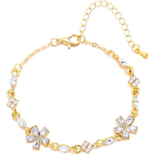 Eryi-Bracelet Femme Zircon Cristal Fleur Bracelet Élégant Délicats Bracelet Ajustable Bijoux Accessoires Cadeau Pour Fille Meilleurs Amis Épouse