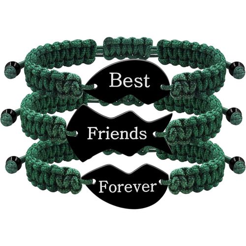 Eryi-Ensemble De 3 Bracelets Meilleure Amie Pour Toujours - Charms C?ur Puzzle Tressés, Bijoux D'amitié Correspondants Gravés Pour Bffs Hommes Femmes