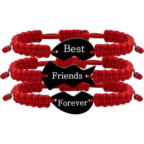 Eryi-Ensemble De 3 Bracelets Meilleure Amie Pour Toujours - Charms C?ur Puzzle Tressés, Bijoux D'amitié Correspondants Gravés Pour Bffs Hommes Femmes