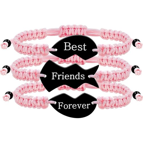 Eryi-Ensemble De 3 Bracelets Meilleure Amie Pour Toujours - Charms C?ur Puzzle Tressés, Bijoux D'amitié Correspondants Gravés Pour Bffs Hommes Femmes