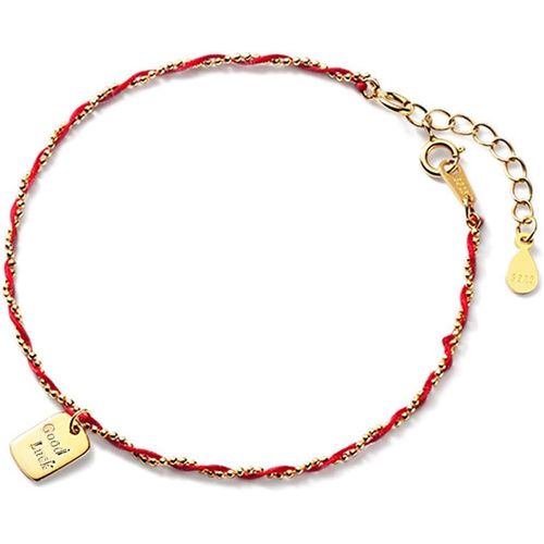 Eryi-Bracelet Argent Femme 925 Massif,Bracelet Doré Avec Redline,Gourmette Femme Or,Bracelet Porte Bonheur,Bijoux Jonc Pour Meilleure Amie,Réglable