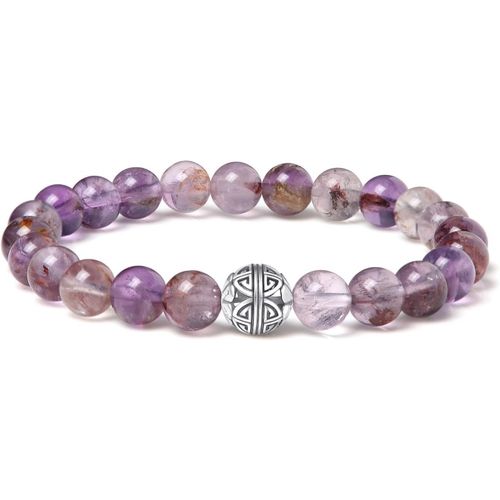 Eryi-Naturelles 8mm Pierres Bracelet Précieuses Deavec Cristal Bangle En Perles Avec Pendentif En Argent Sterling 925 Pendentif Double Bonheur