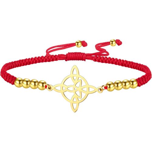 Eryi-Bracelet De Cordes Tressées N?uds De Sorcières Réglable Plaqué Or En Acier Inoxydable Bijoux Celtiques N?uds De La Trinité Amulette De Magicien Pour Femmes